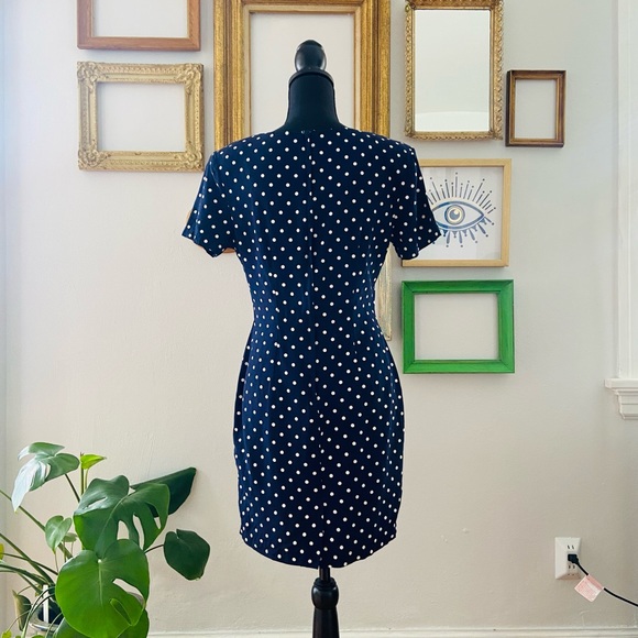 Vintage 90s Navy Polka Dot Mini Dress Size S - Picture 4 of 4